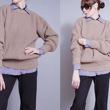 Vintage 1990's | Waffe Knit | Unisex | Pullover | Sweater | L 
