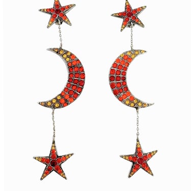 Crystal Star & Moon Drop Earrings