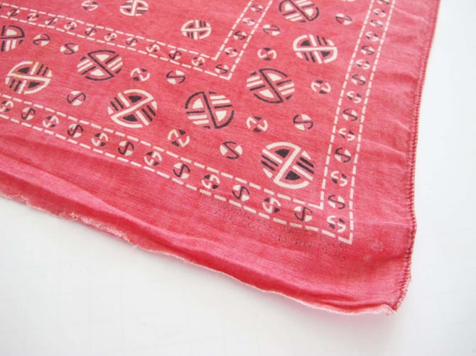 Vintage 60s Fast Color Faded Red Pink Bandana - 1960s Soft Worn In Cotton  Bandana ... from Milk Teeths of Long Beach, CA | ATTIC