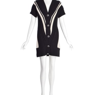 Chanel Vintage AW 2008 Black &amp; Cream Cashmere &amp; Mohair Longline Cardigan Sweater