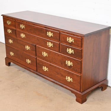 Henkel Harris Georgian Solid Cherry Wood Ten-Drawer Dresser, Newly Refinished