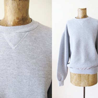 Vintage Russell Athletic V Stitch Pullover Sweatshirt M - 1980s Made in USA Russell Athletic Pullover Heather Gray Sweater 