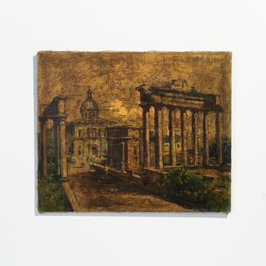 Antique Italian Original Oil Painting // Vintage Roman Fourm Impasto Art on Stretched Canvas // Signed by Artist Lyday // Read Description 