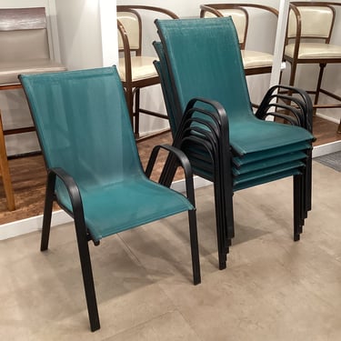 (6) Teal Stacking Patio Chairs