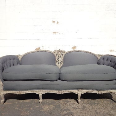 Antique Victorian Sofa Loveseat Settee French Provincial Photo Shoot Shabby Chic Seating Carved Wood Seating Vintage Furniture Chaise Lounge 