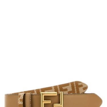 Fendi Women Beige Leather Ff Reversible Belt