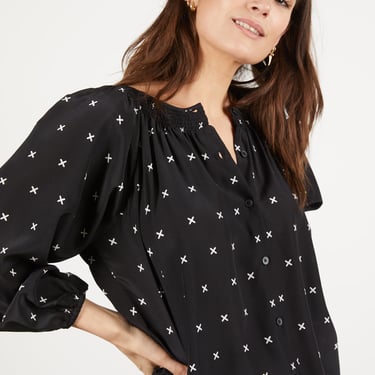The Classic Blouse - Black Addition in Crepe de Chine