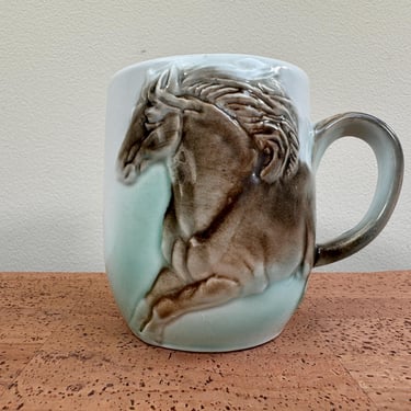 Vintage 3D Running Horse Mug | Tail Handle | Japan 