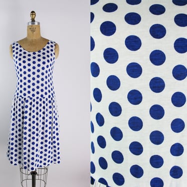 80s Cotton Polka Dot Dress / 80s Summer dress / Size XS/S 