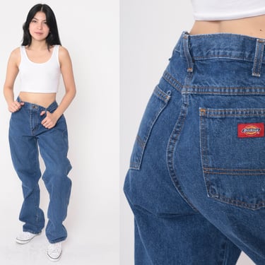 Y2K Dickies Jeans 34 Relaxed Workwear High Rise Jeans Straight Leg Blue Denim Pants Retro Streetwear Vintage 00s Men's Large 34 x 32 