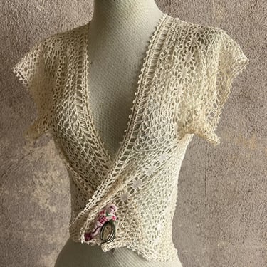 Antique Edwardian Cotton Crochet Lace Bodice Dress Blouse Top Shirt Vintage