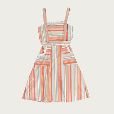 (S) Multicolor Pastel Striped Midi Dress