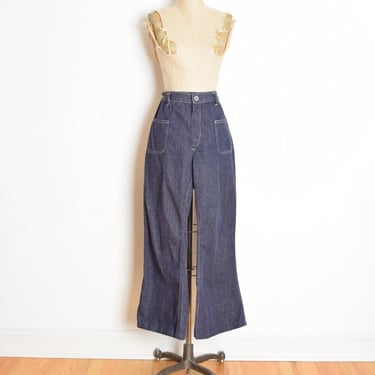 vintage 70s jeans dark denim bellbottoms high waisted hippie flared 34/27 L XL clothing 
