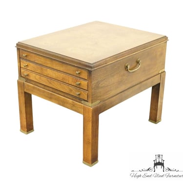 LANE FURNITURE Burled Walnut Modern Asian Inspired 22x27" Accent End Table 920-02 