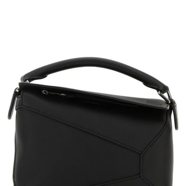 Loewe Women Black Leather Mini Puzzle Handbag