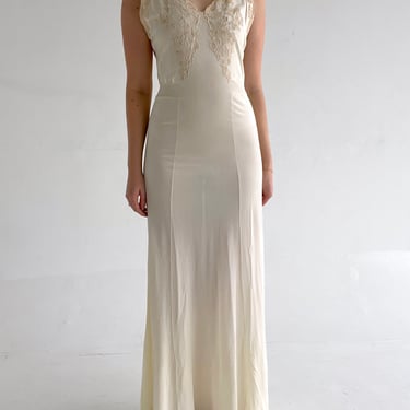 1950's Off White Slip Dress with Cream Lace