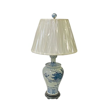 Chinese Blue White Dragon Graphic Vase Shape Porcelain Table Lamp ws2774E 