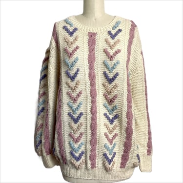 Vintage 1980s bulky knit Shetland wool sweater - size large 