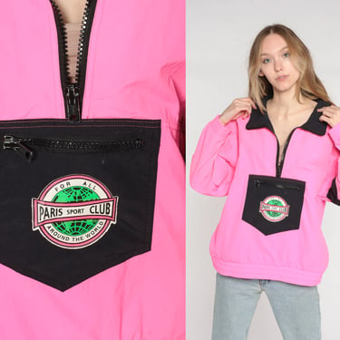 90s Neon Windbreaker Hot Pink Green COLOR BLOCK Jacket Windbreaker