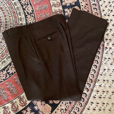 Vintage ‘70s B. Altman &amp; Co. chocolate brown wool trousers | Autumn/Winter dress pants, 34W x 31L 
