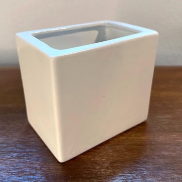Vintage 1940s Bauer Pottery White Pillow Vase | Minimalist Flower Stand | Midcentury Modern Table Centerpiece | Retro Pen Pencil Holder 