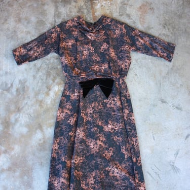 50s R&amp;K Originals Autumnal Impressionist Floral Wiggle Dress Size XS / S 