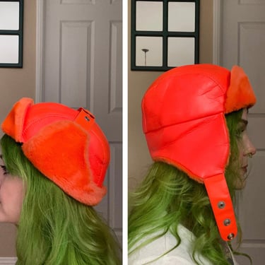 Vintage 1960’s Neon Orange Harvard Hat 