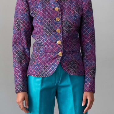 Saint Laurent Purple Paisley Wool Blazer 