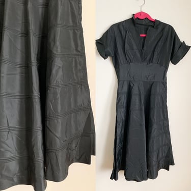 Vintage 1950s Black Taffeta Party Dress / XS (AS IS) 