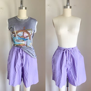 Vintage 1990s Deadstock Purple Cotton Shorts / L 