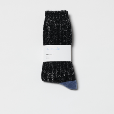 Merz b. Schwanen Merino Wool Socks, Deep Black/Nature