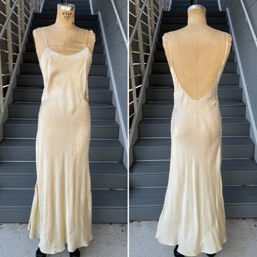 1940s Champagne Silk Slip Dress