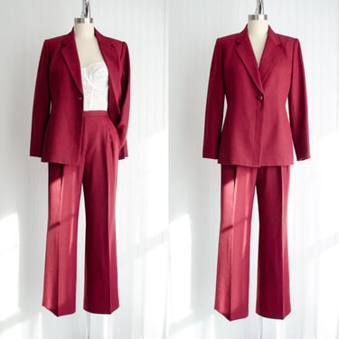 red pants suit 90s y2k vintage red black herringbone bootcut pantsuit 