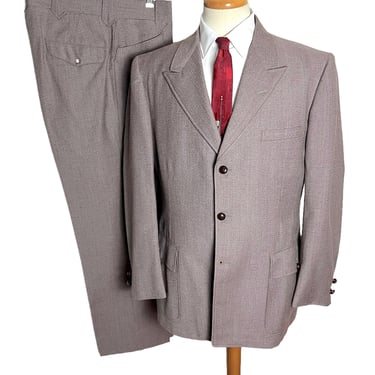 Vintage 1950s H BAR C Atomic Fleck 2pc Western Suit ~ 42 R ~ Jacket / Pants ~ Wool ~ Cowboy / Rockabilly ~ 1950s / 50s 