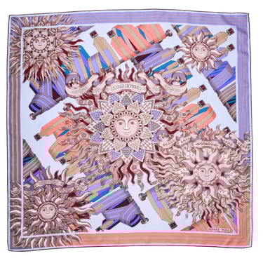 Hermes Vintage Le Sangles De Phoebus by Joachim Metz Pastel Sun Silk Scarf