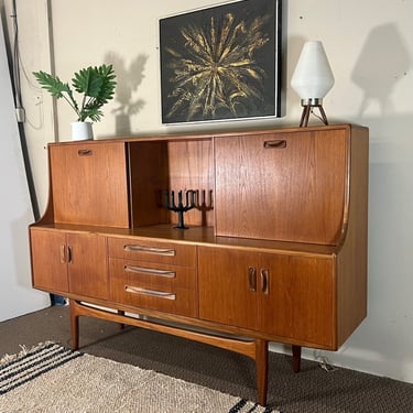 Mid Century G Plan Teak Highboard Credenza With Secretary or Bar 