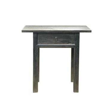Distressed Rough Grain Fade Black Rectangular Pedestal Foyer Side Table ws4598E 