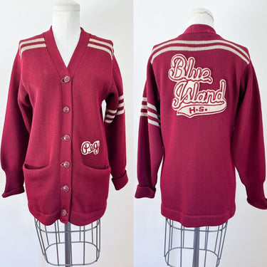 Vintage 1950s Varsity Wool Cardigan - Peggy / Peg // size S/M 