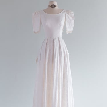 Dreamy 1980's Laura Ashley White Cotton Wedding Dress / Small