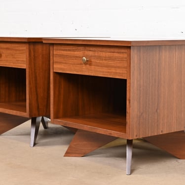 George Nakashima East Indian Laurel Wood Nightstands for Widdicomb, Newly Refinished