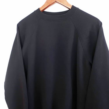 vintage sweatshirt / raglan sweatshirt / 1980s deadstock Hanes black raglan blank sweatshirt Medium 