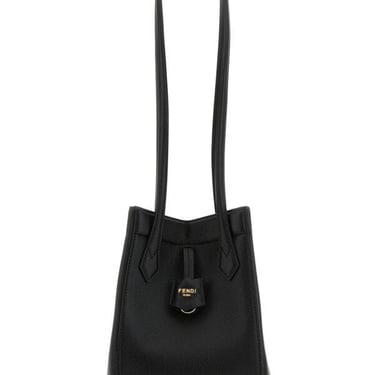 Fendi Women Black Leather Mini Origami Bucket Bag