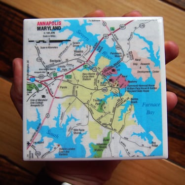 2004 Annapolis Maryland Map Coaster. Maryland Gift. Annapolis Coaster. City Gift. Naval Academy. Annapolis Map. Navy Gift. Chesapeake Bay. 