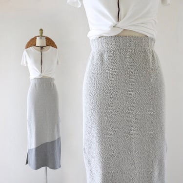 stone knit maxi skirt - 30-34 - vintage 90s y2k womens gray long simple casual comfortable elastic minimal weekend skirt size medium m 