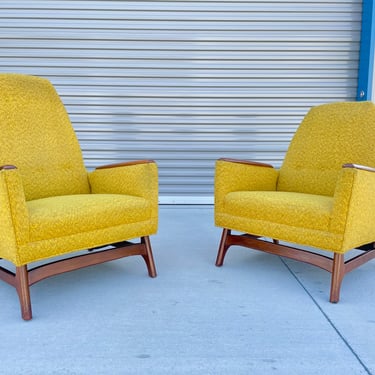 Mid Century Walnut Lounge Chairs in the Style of Adrian Pearsall- a Pair 