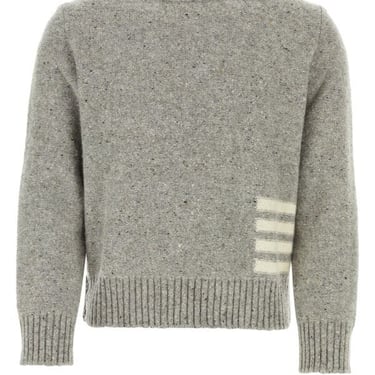 Thom Browne Men Melange Grey Wool Blend Sweater