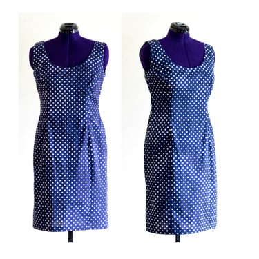 Vintage Dark Blue Polka Dot Dress 