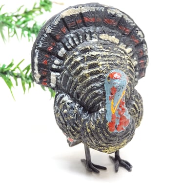 Antique 1930's German Turkey, Hand Painted for Thanksgiving, Christmas Vintage Holiday Decor 