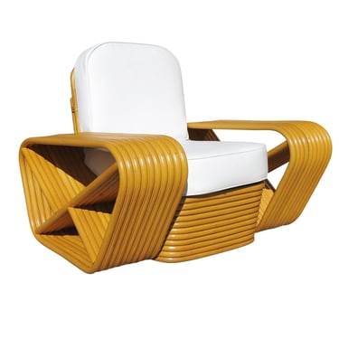 Restored 10 Strand Square Pretzel Rattan Lounge Chair Paul Frankl Style 