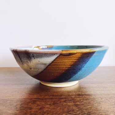 Vintage Glazed Stoneware Ceramic Serving Bowl 